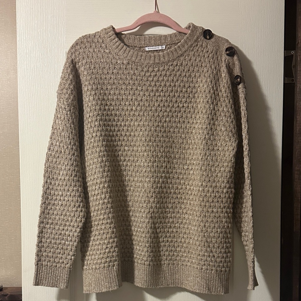 Staccato Women's Tan Textured Crewneck Sweater